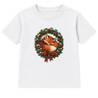 Sleeping Fox Wreath adult Christmas t-shirt - White
