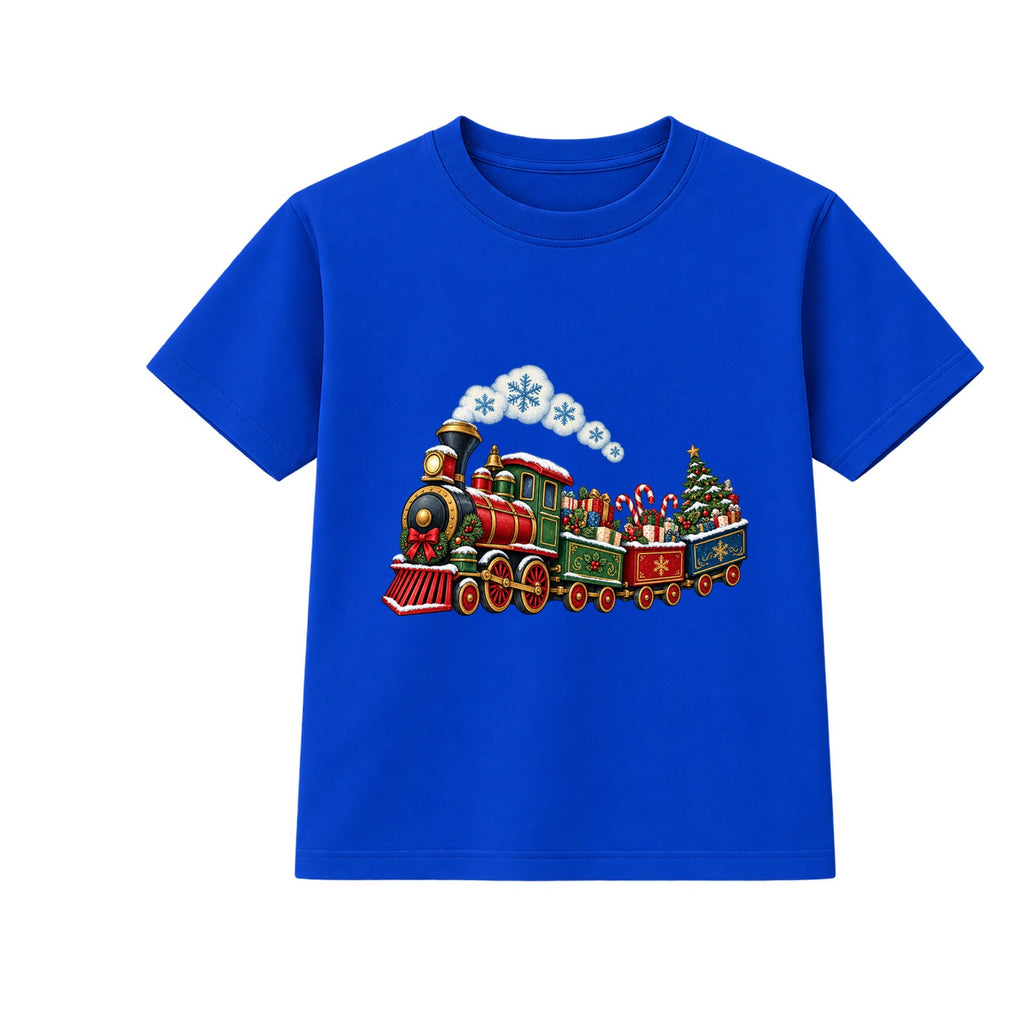 Vintage Christmas Train kids Christmas t-shirt - Blue