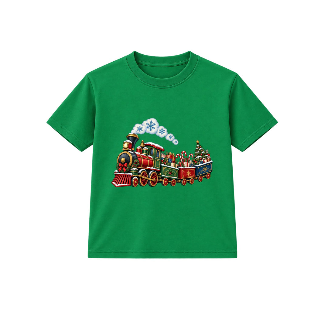 Vintage Christmas Train kids Christmas t-shirt - Green