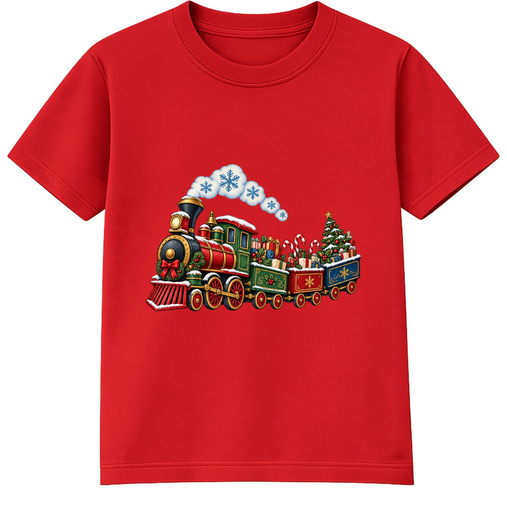 Vintage Christmas Train kids Christmas t-shirt - Red