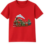 Vintage Christmas Train kids Christmas t-shirt - Red