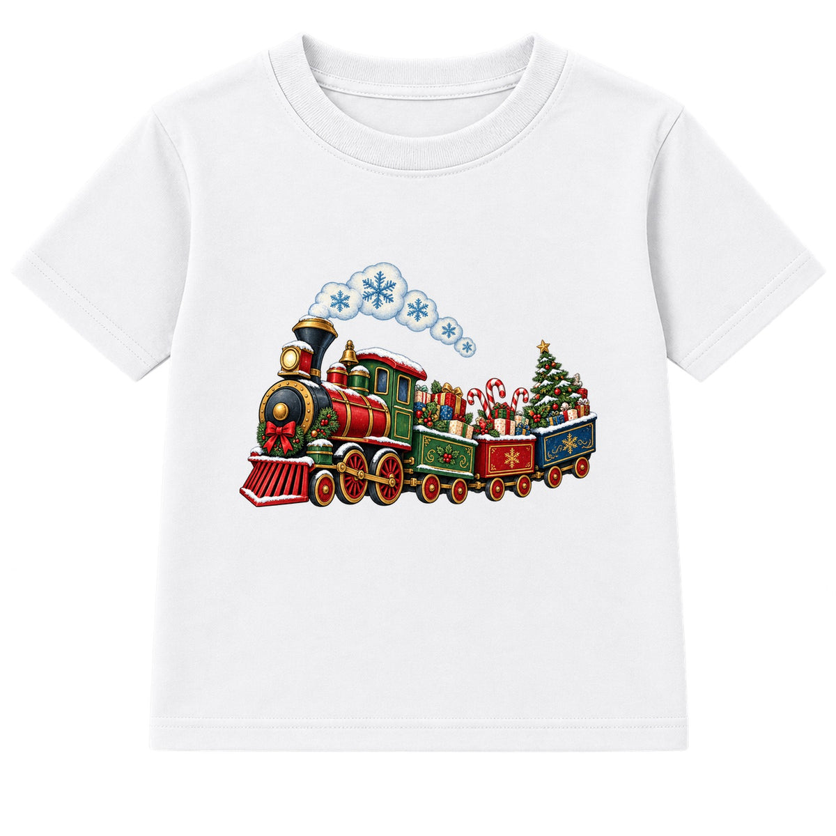 Vintage Christmas Train kids Christmas t-shirt - White