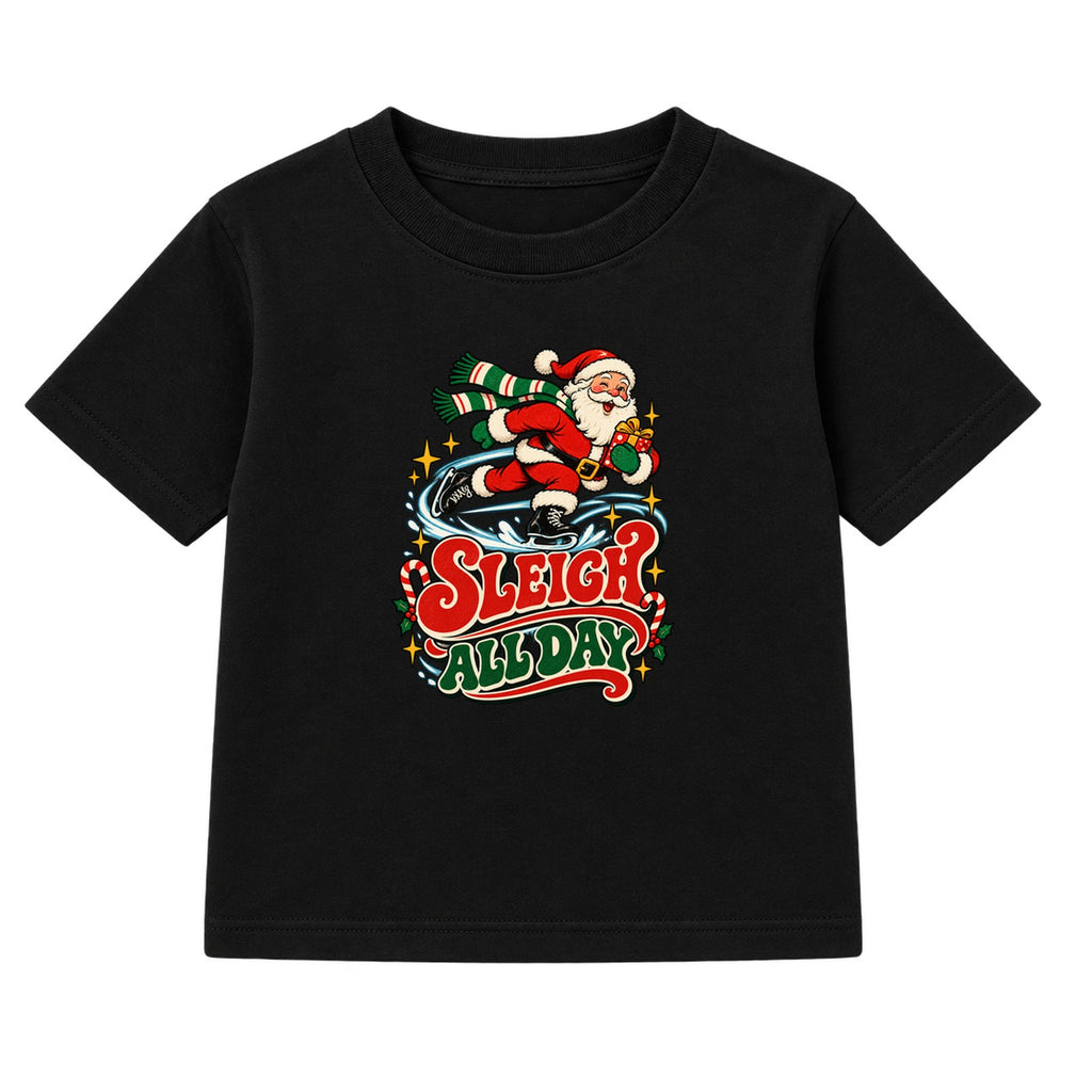 Sleigh All Day Skater adult Christmas t-shirt - Black