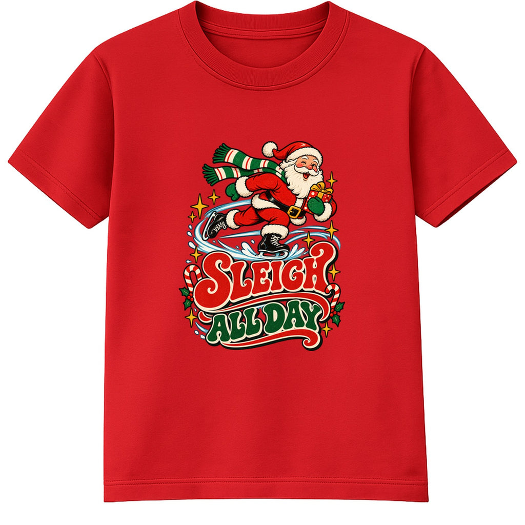 Sleigh All Day Skater adult Christmas t-shirt - Red