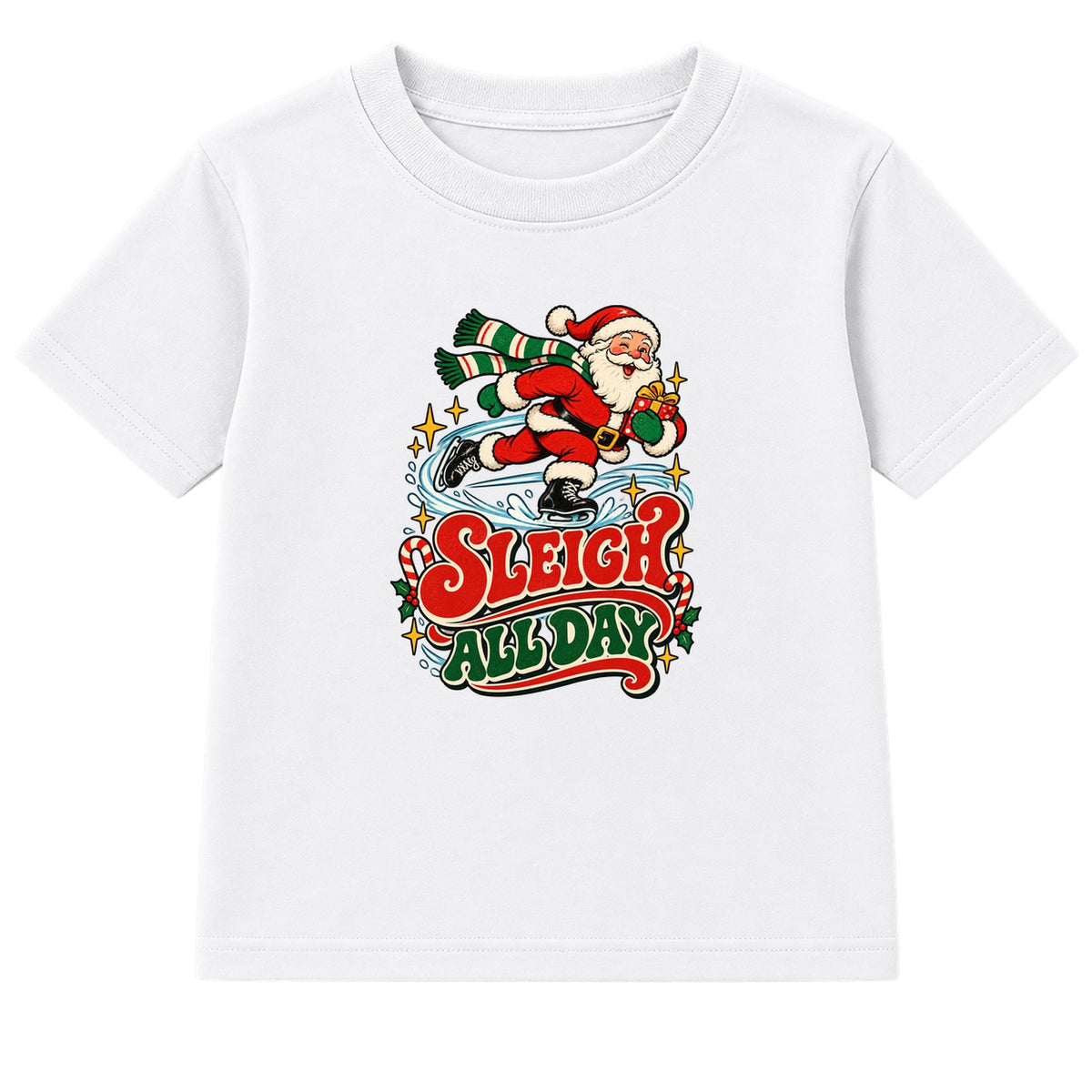 Sleigh All Day Skater adult Christmas t-shirt - White