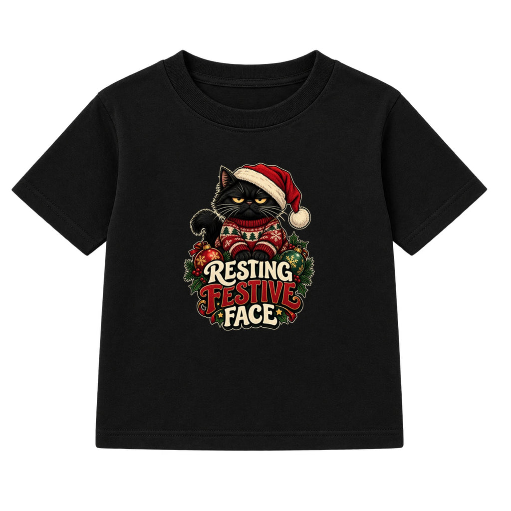 Resting Festive Face adult Christmas t-shirt - Black