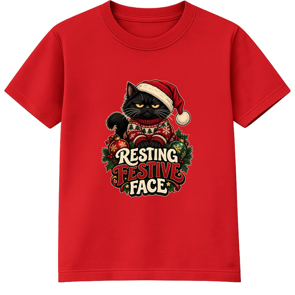 Resting Festive Face adult Christmas t-shirt - Red