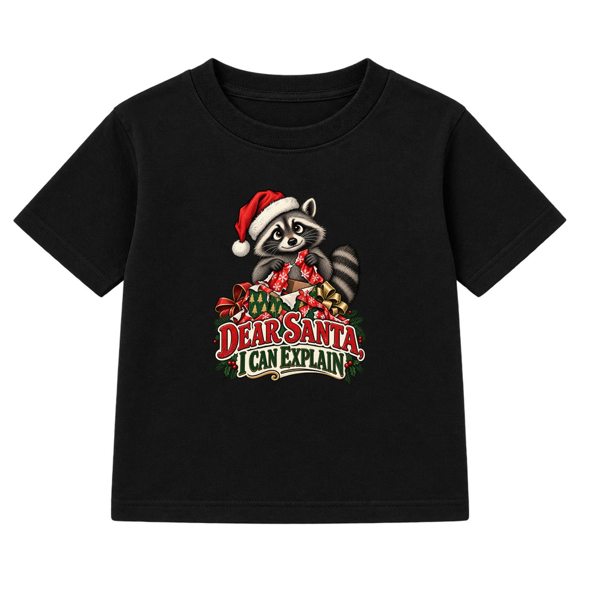 Dear Santa I Can Explain adult Christmas t-shirt - Black