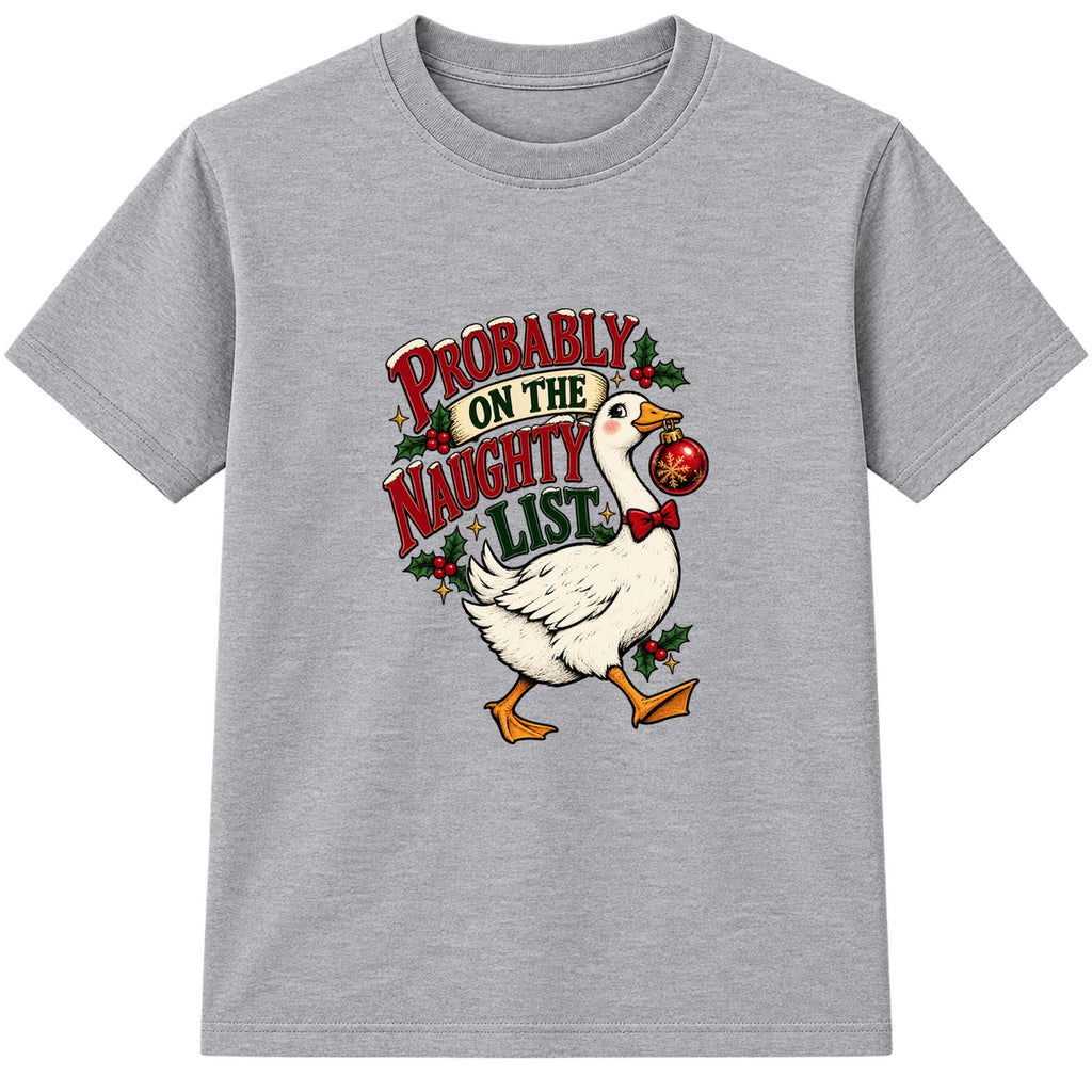 Probably On The Naughty List adult Christmas t-shirt - Heather Grey