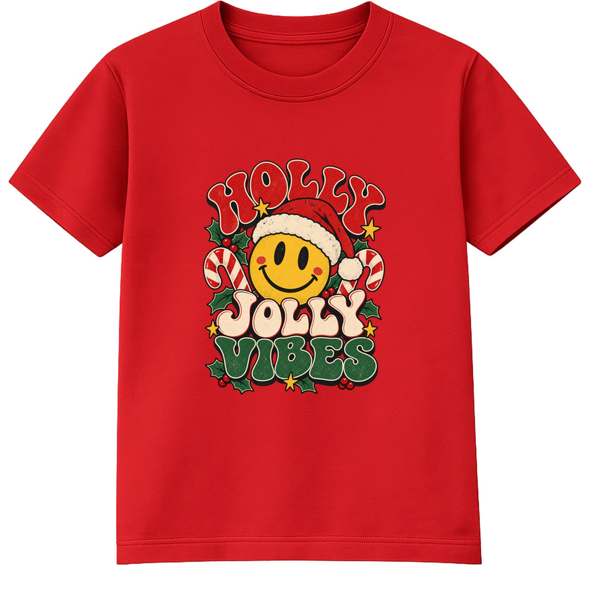 Holly Jolly Vibes adult Christmas t-shirt - Red