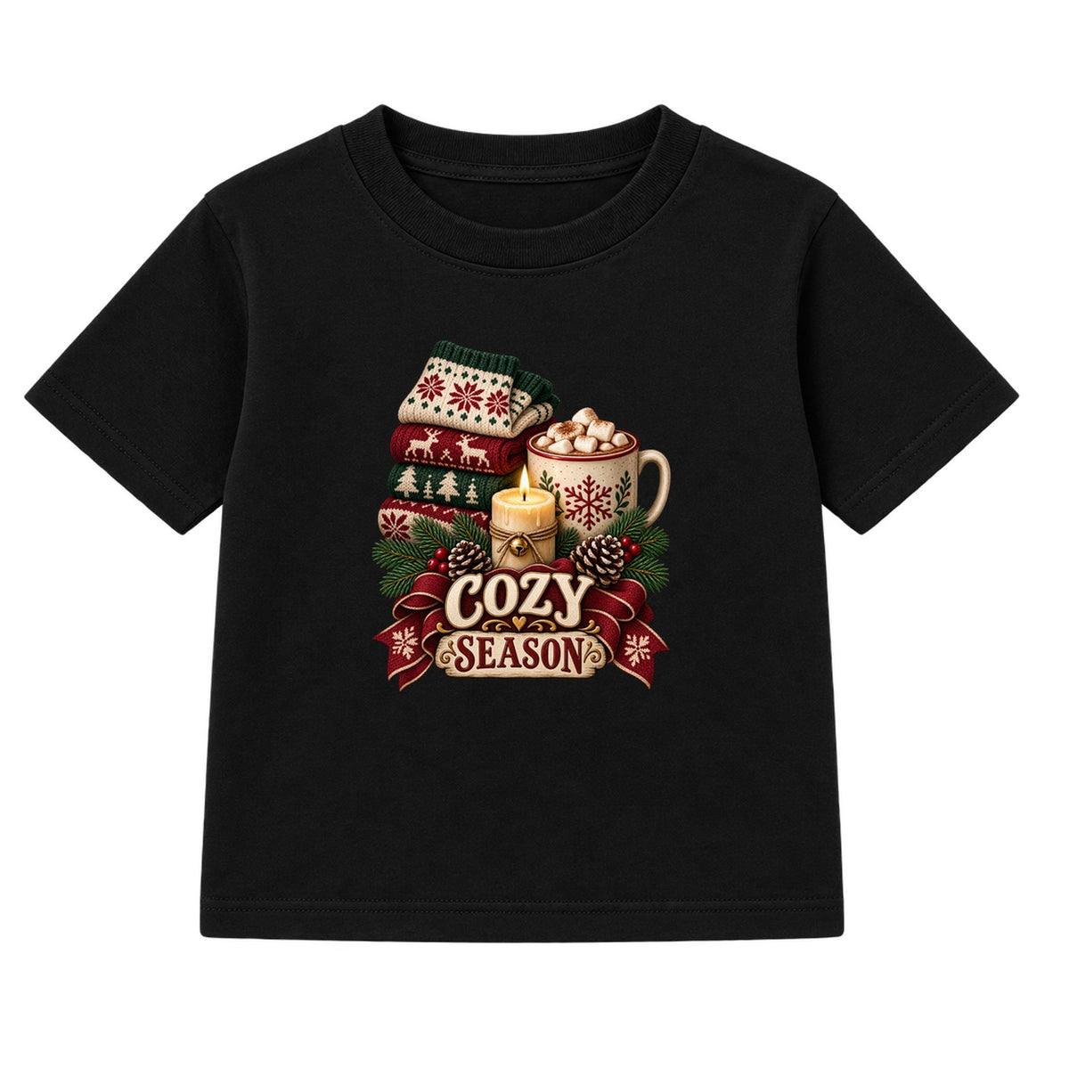 Cozy Season adult Christmas t-shirt - Black