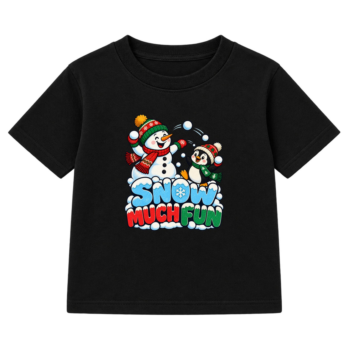 Snow Much Fun kids Christmas t-shirt - Black