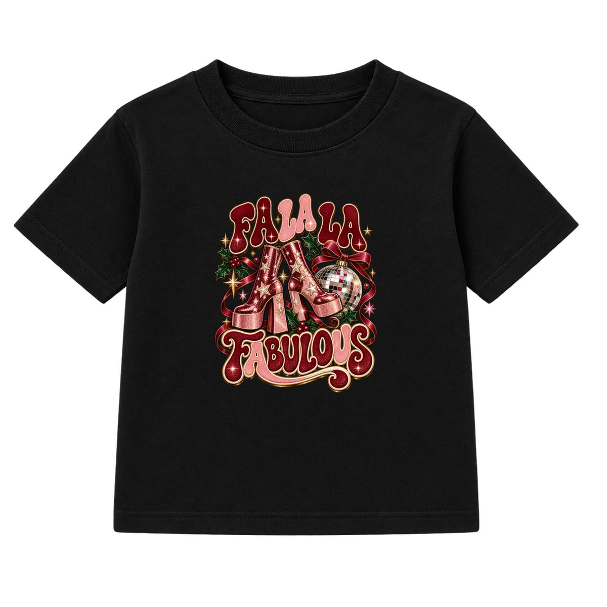 Fa La La Fabulous adult Christmas t-shirt - Black