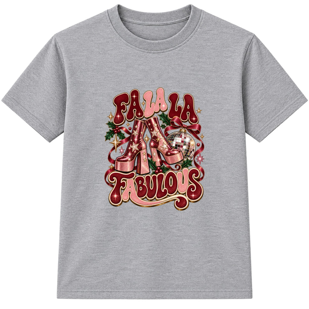 Fa La La Fabulous adult Christmas t-shirt - Heather Grey