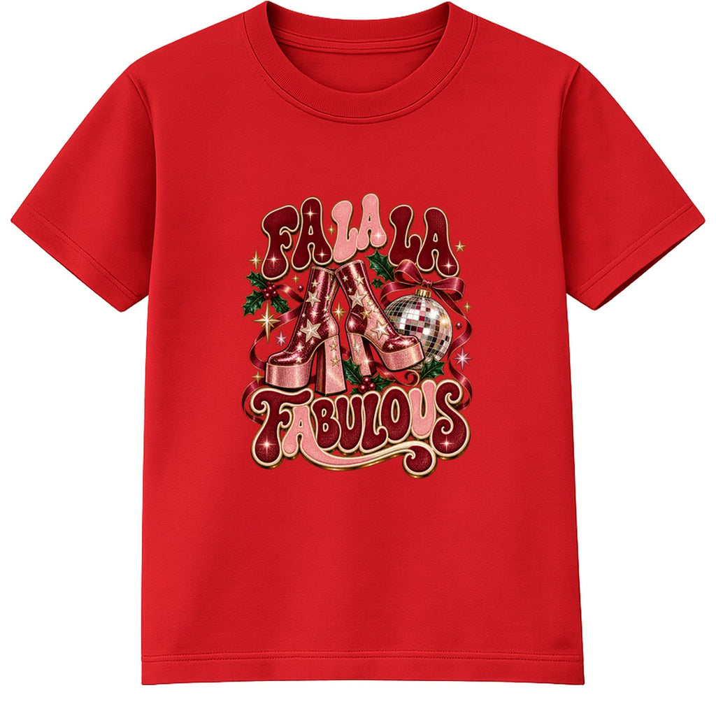 Fa La La Fabulous adult Christmas t-shirt - Red