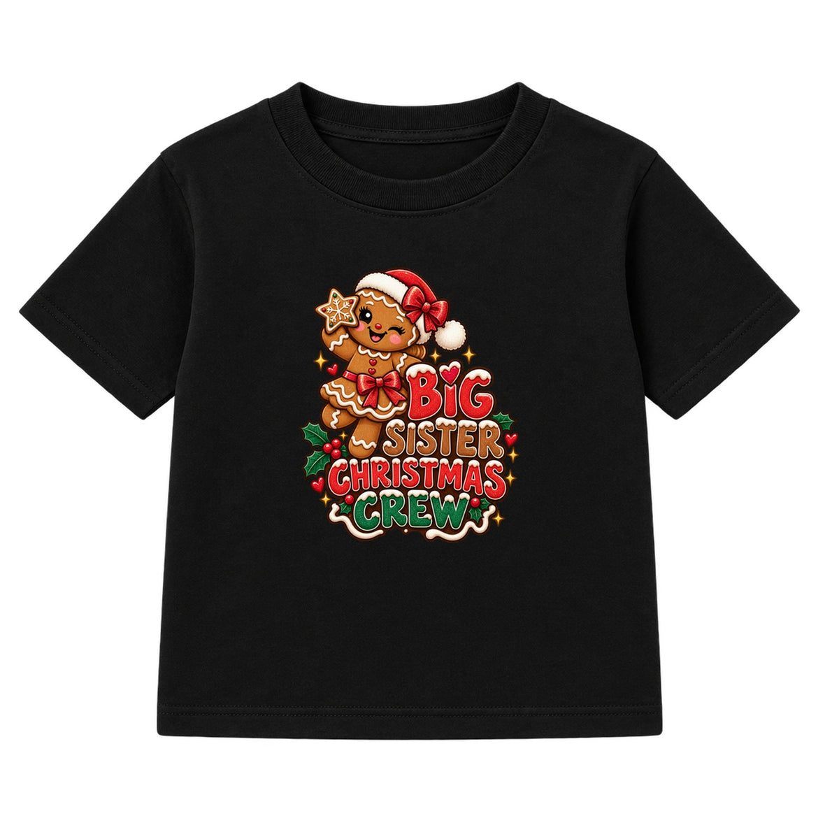 Big Sister Christmas Crew kids Christmas t-shirt - Black