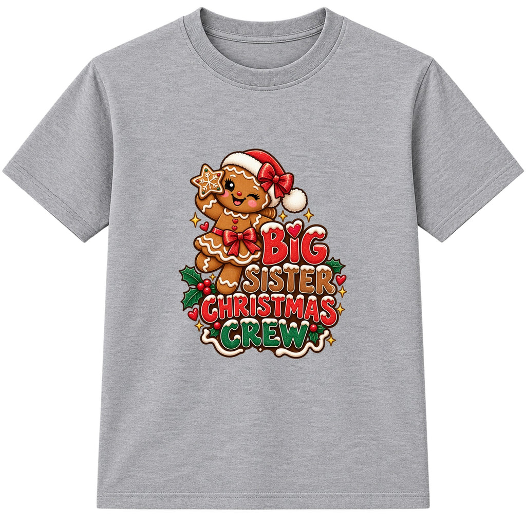 Big Sister Christmas Crew kids Christmas t-shirt - Heather Grey