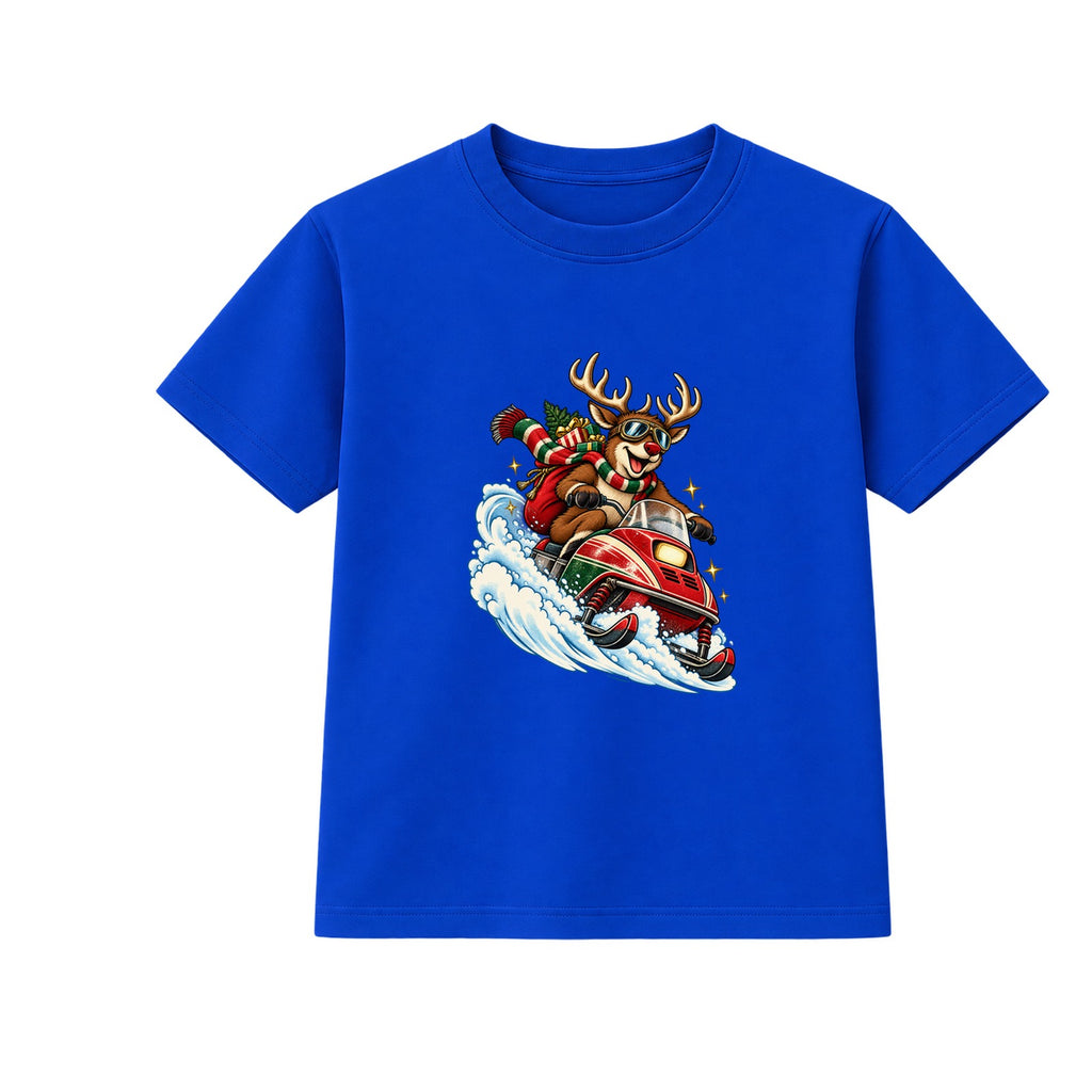 Reindeer Snowmobile kids Christmas t-shirt - Blue