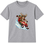 Reindeer Snowmobile kids Christmas t-shirt - Heather Grey