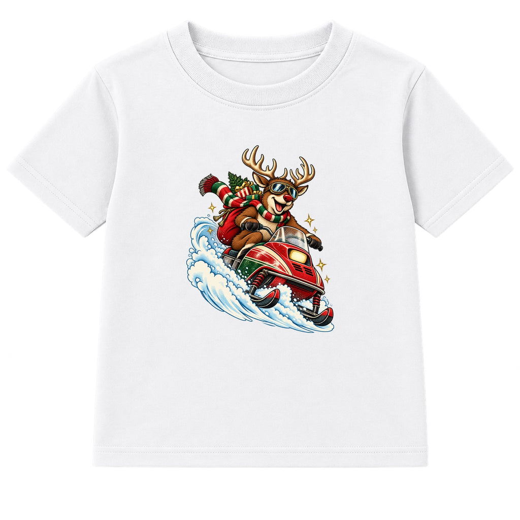 Reindeer Snowmobile kids Christmas t-shirt - White