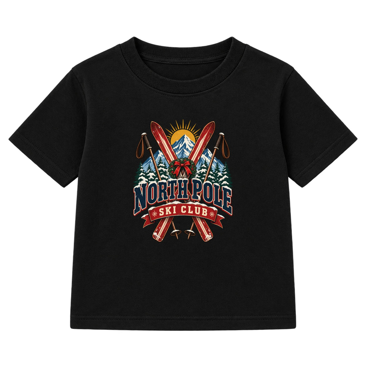 North Pole Ski Club adult Christmas t-shirt - Black