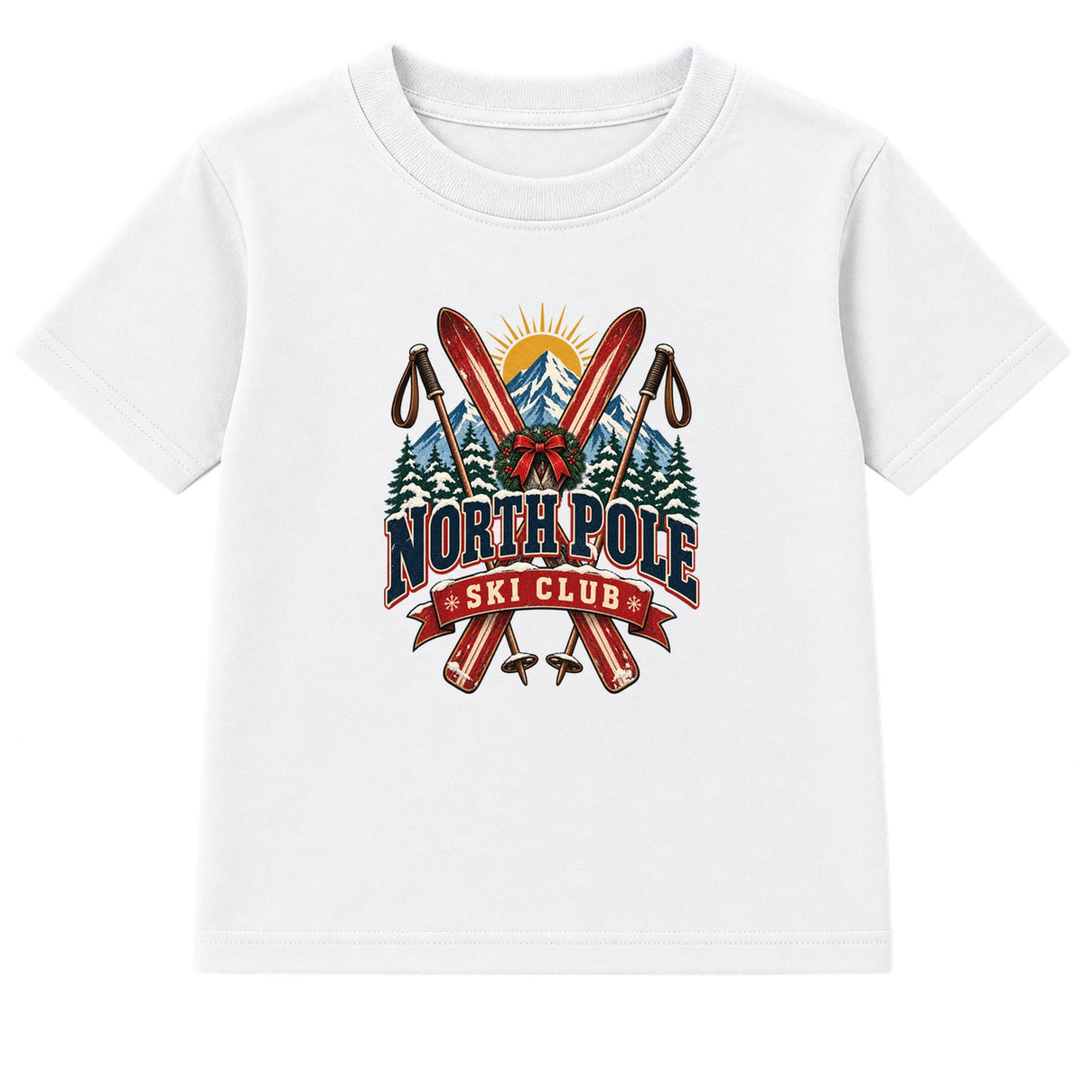North Pole Ski Club adult Christmas t-shirt - White