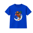 Skiing Christmas Bear kids Christmas t-shirt - Blue