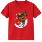 Skiing Christmas Bear kids Christmas t-shirt - Red