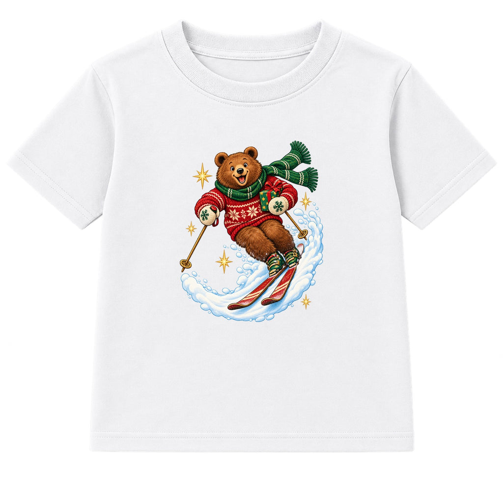 Skiing Christmas Bear kids Christmas t-shirt - White