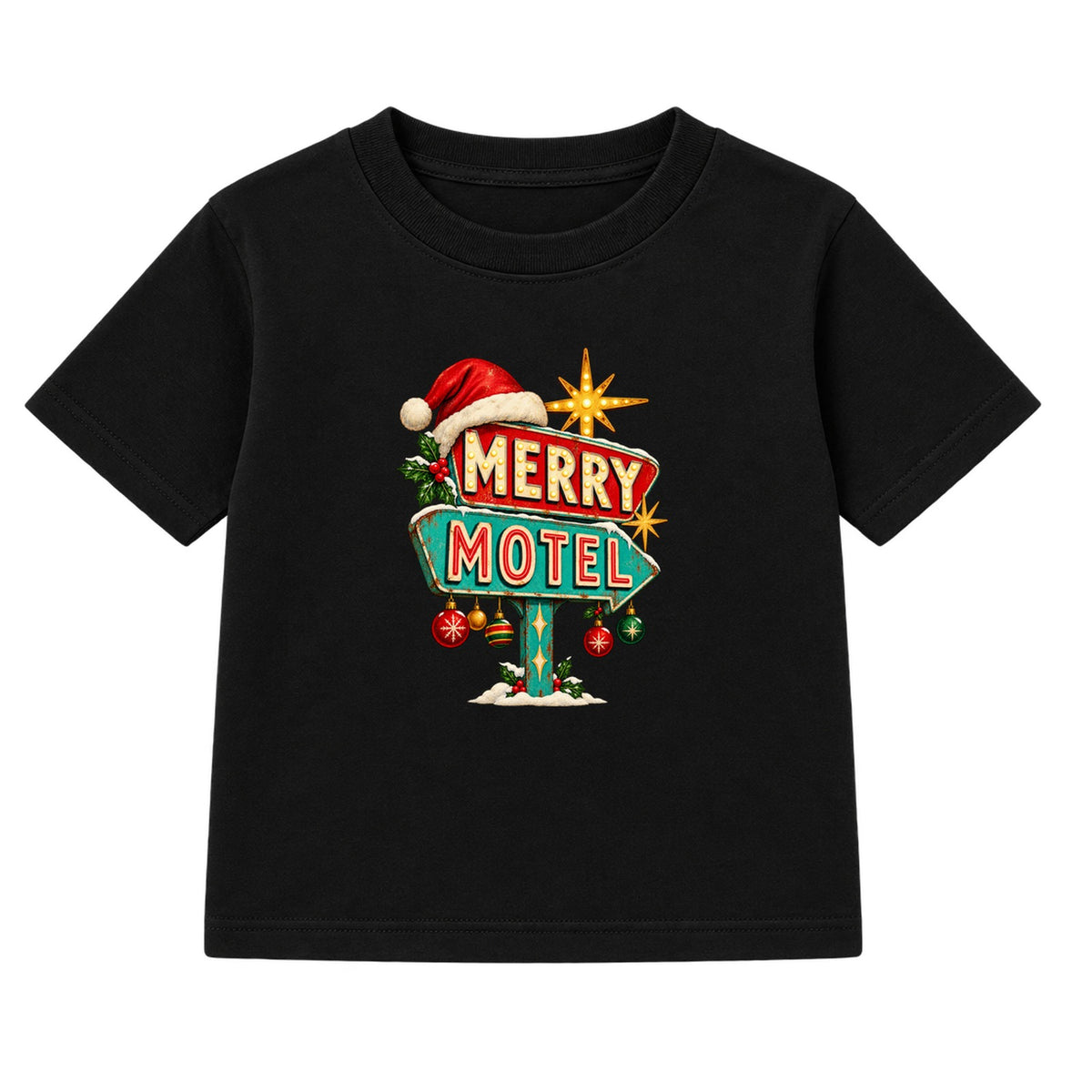 Merry Motel adult Christmas t-shirt - Black