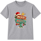 Merry Motel adult Christmas t-shirt - Heather Grey
