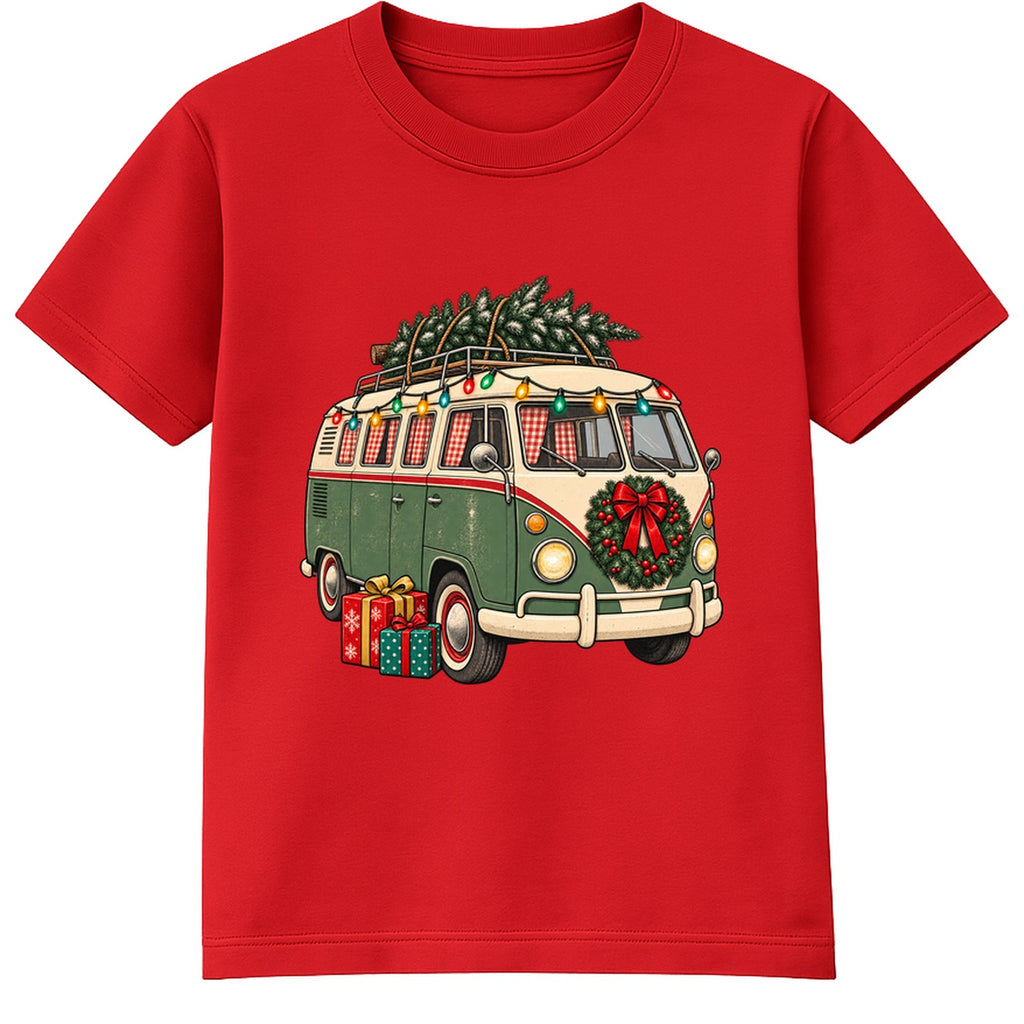 Retro Christmas Camper adult Christmas t-shirt - Red