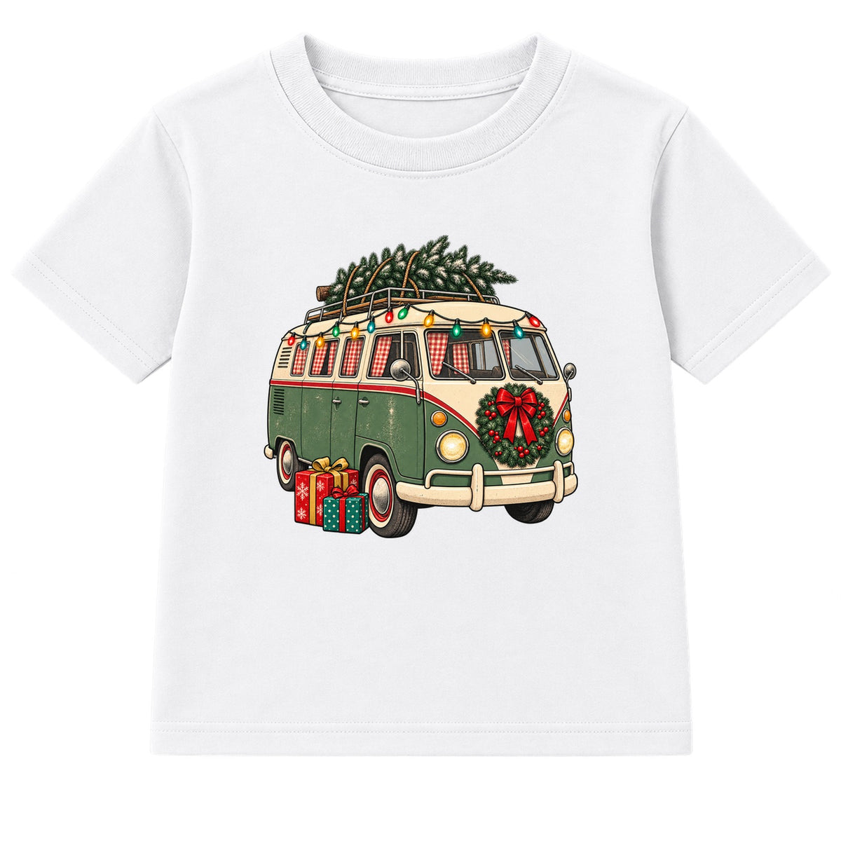 Retro Christmas Camper adult Christmas t-shirt - White