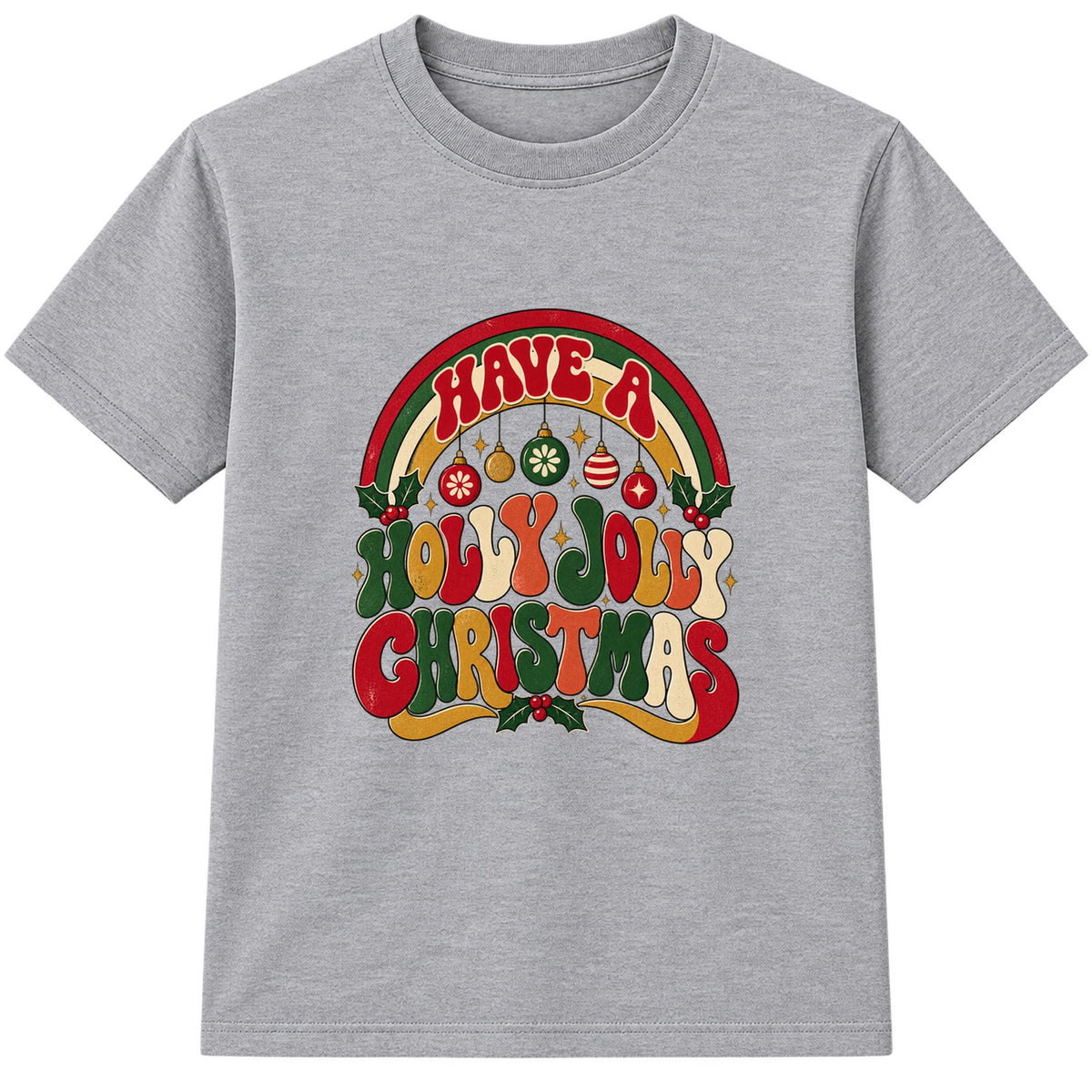 Holly Jolly Christmas adult Christmas t-shirt - Heather Grey