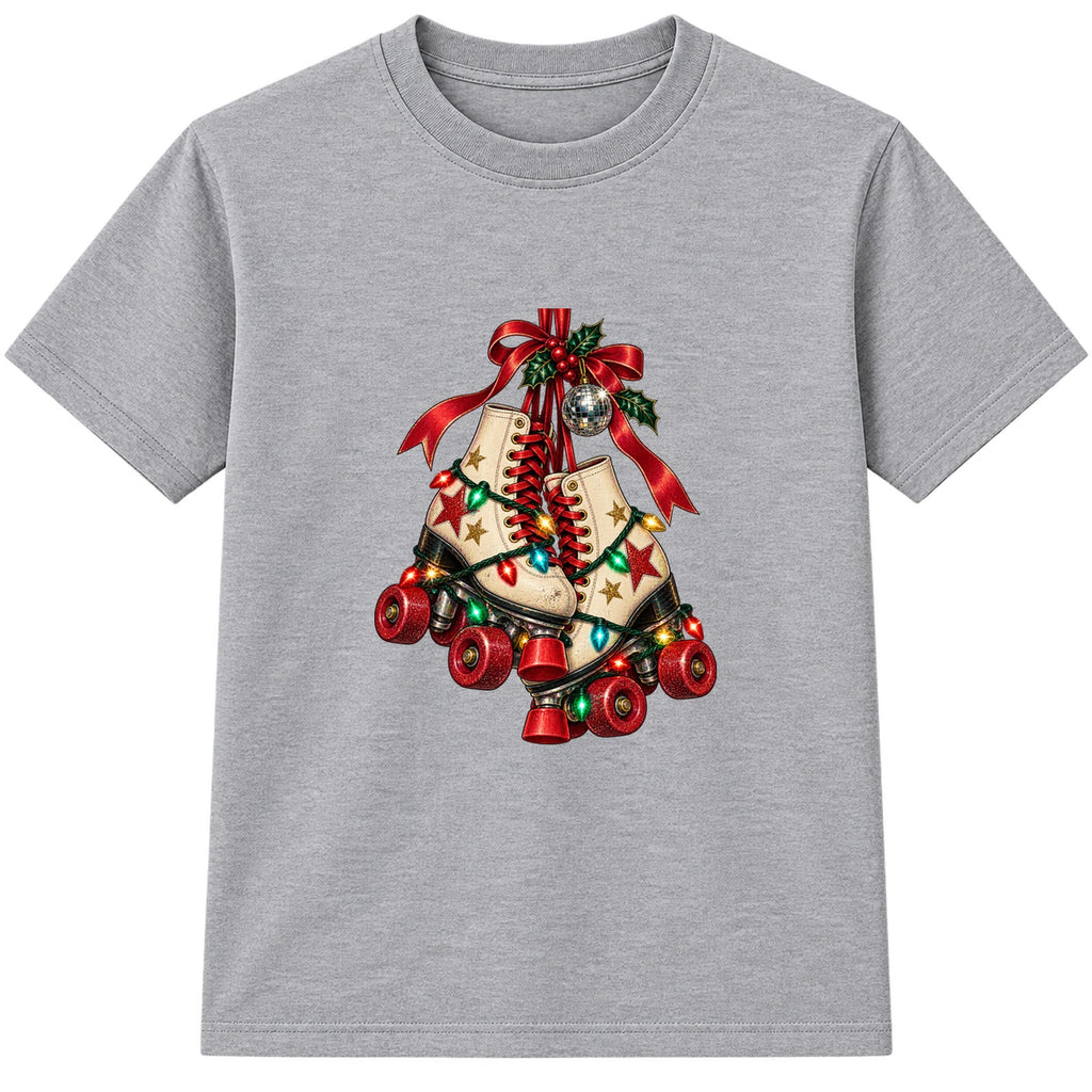 Christmas Roller Skates adult Christmas t-shirt - Heather Grey