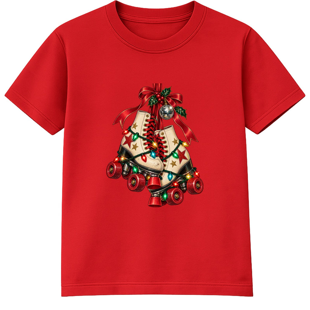 Christmas Roller Skates adult Christmas t-shirt - Red