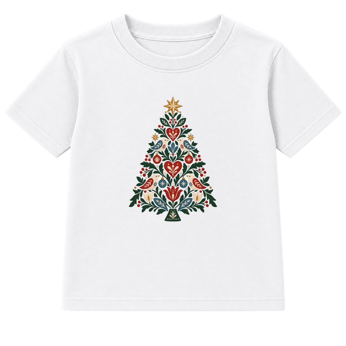 Scandinavian Folk Tree adult Christmas t-shirt - White