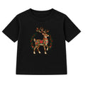 Folk Art Reindeer adult Christmas t-shirt - Black