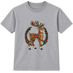 Folk Art Reindeer adult Christmas t-shirt - Heather Grey