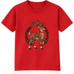 Folk Art Reindeer adult Christmas t-shirt - Red