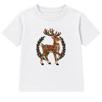 Folk Art Reindeer adult Christmas t-shirt - White