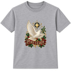 Peace On Earth adult Christmas t-shirt - Heather Grey