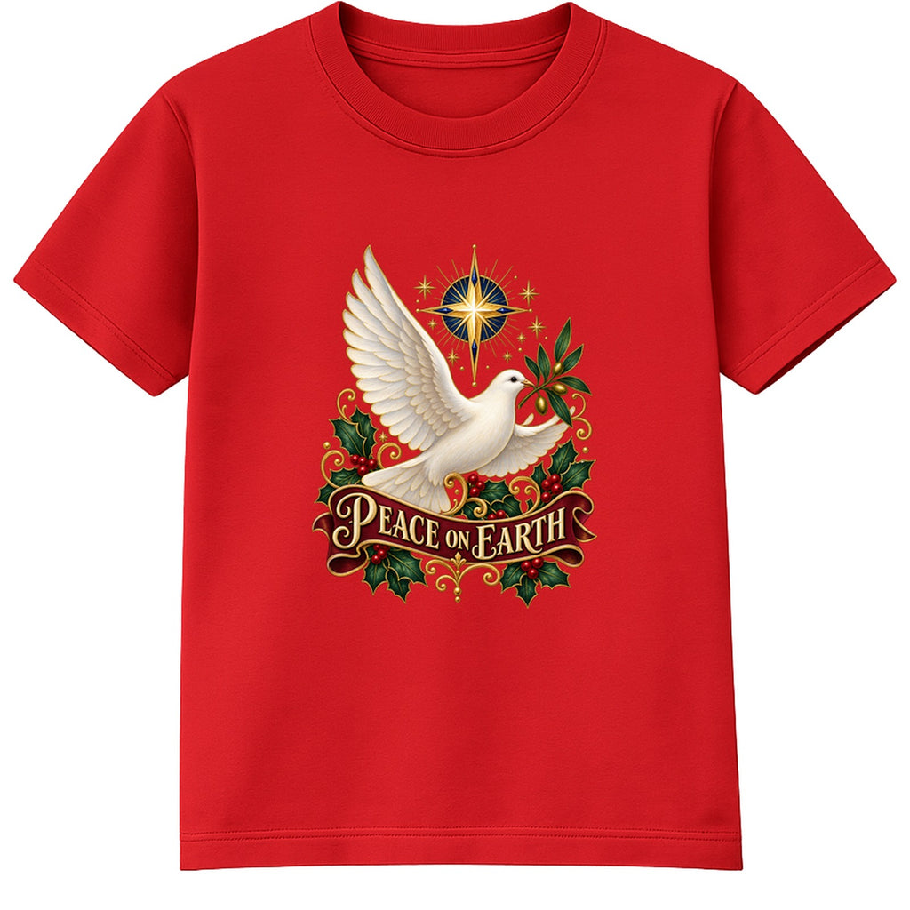Peace On Earth adult Christmas t-shirt - Red