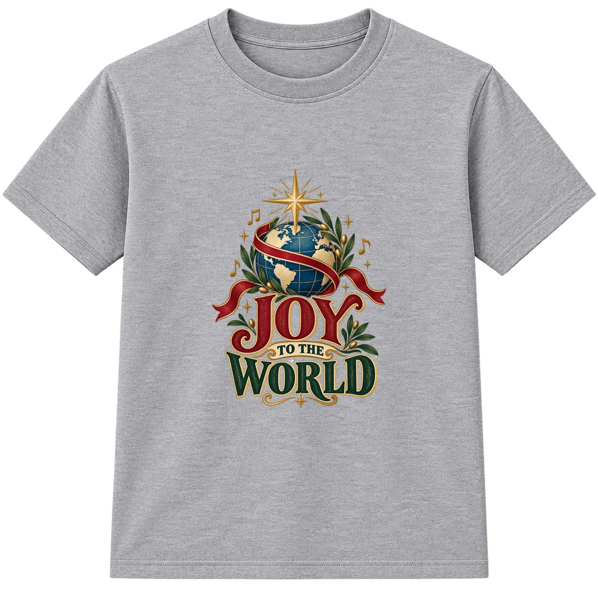 Joy To The World adult Christmas t-shirt - Heather Grey