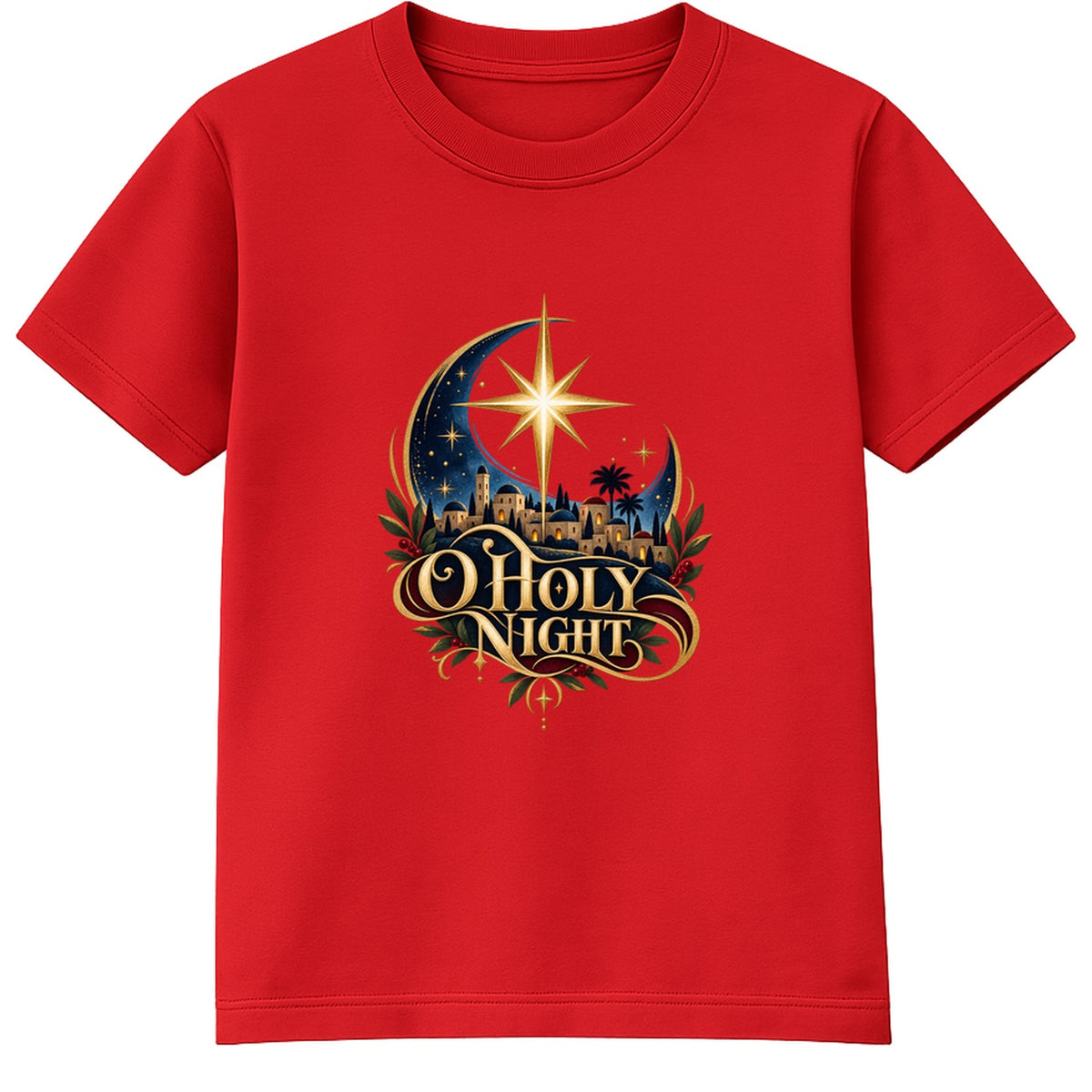 O Holy Night adult Christmas t-shirt - Red