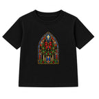 Church Window Wreath adult Christmas t-shirt - Black
