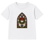 Church Window Wreath adult Christmas t-shirt - White