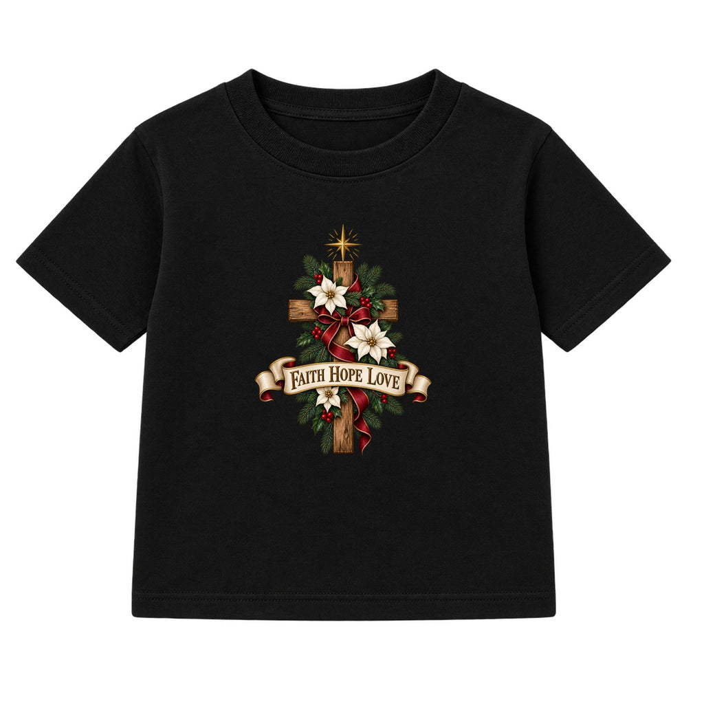 Faith Hope Love adult Christmas t-shirt - Black