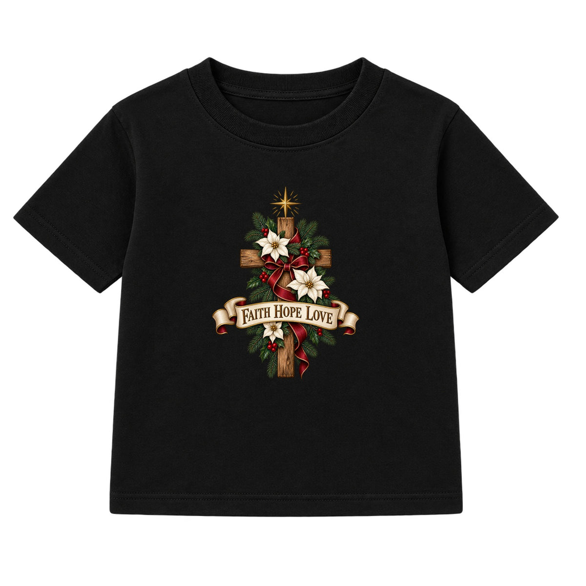 Faith Hope Love adult Christmas t-shirt - Black