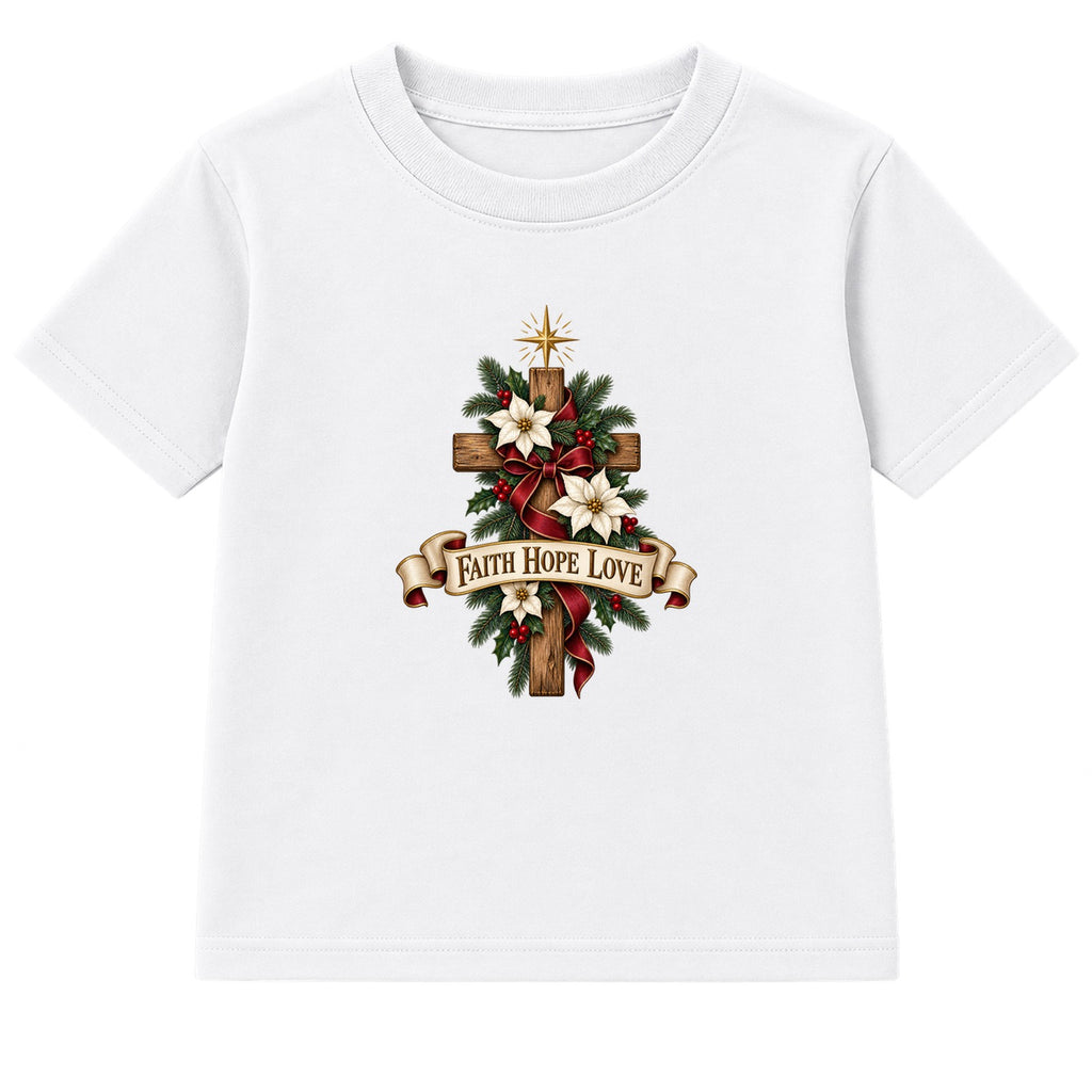 Faith Hope Love adult Christmas t-shirt - White